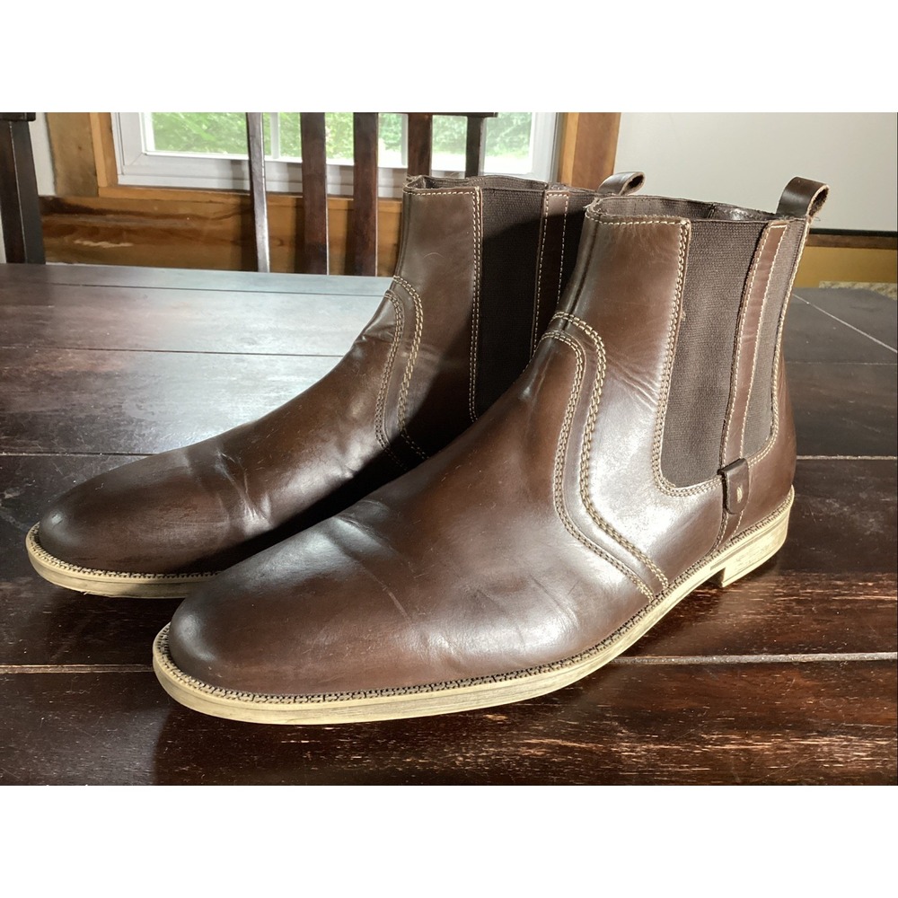 Stacy Adams Carnaby Chelsea Boots Mens 10W Brown Leather Dress Ankle Slip On
